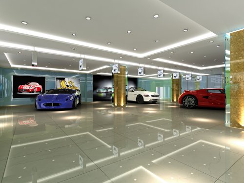【华体会入口装饰】汽车展厅中式效果图